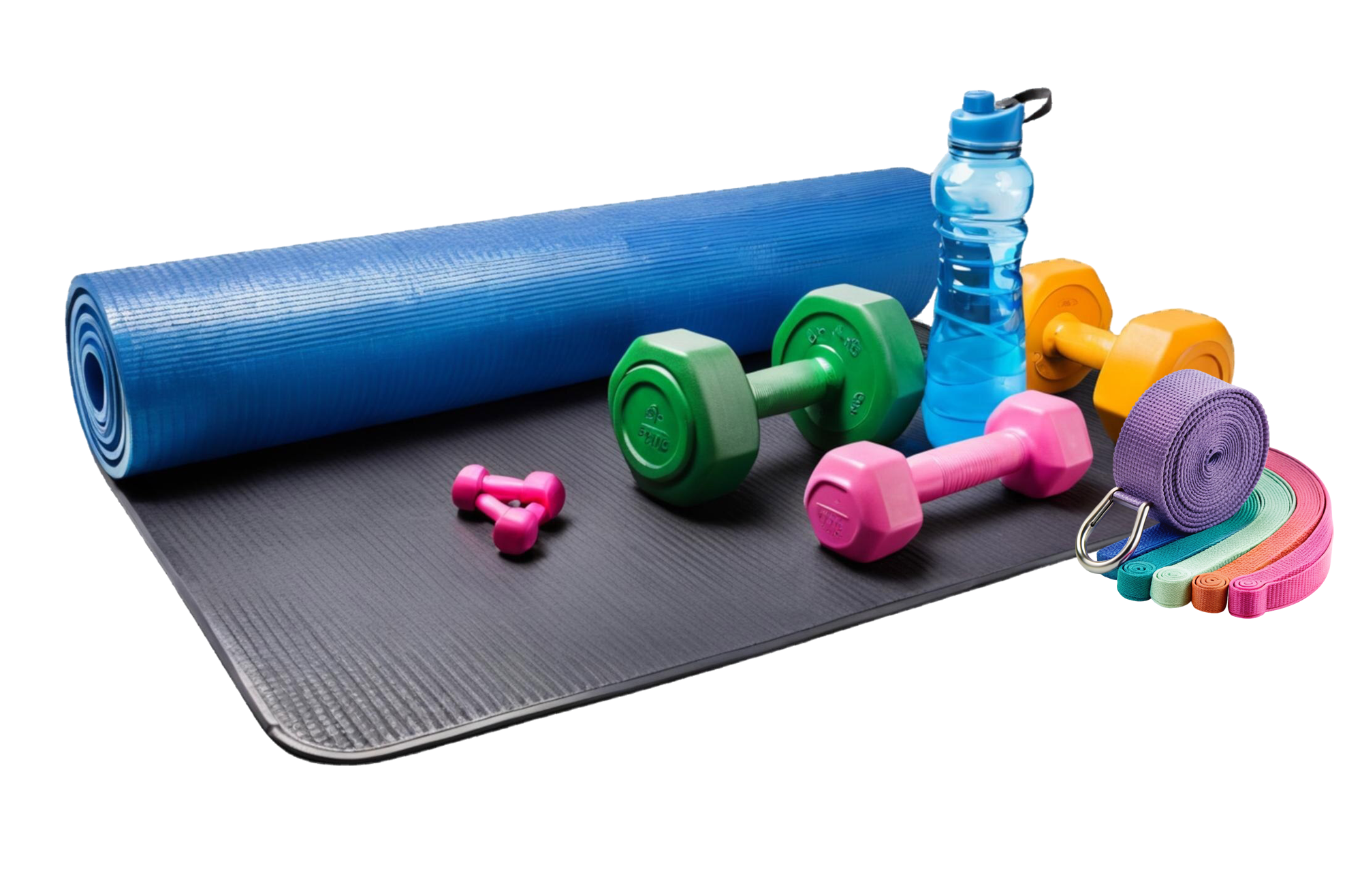 estera-ejercicio-pesas-gimnasia-botella-agua-ejercicios-casa